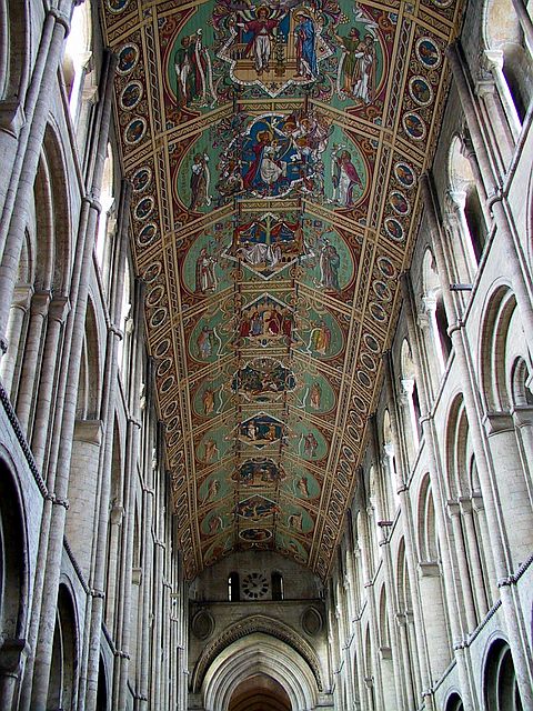 The Nave
This is 248ft (76m) long built by the Normans and with a Victorian painted ceiling
