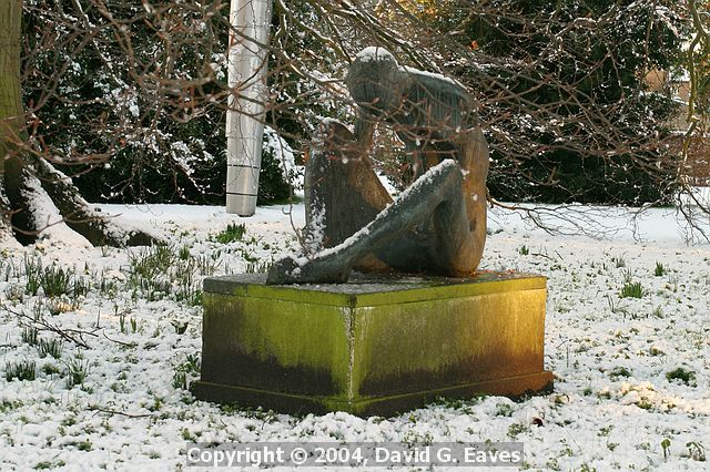 Sculpture, Jesus College  Snowy Cambridge, January 2004 