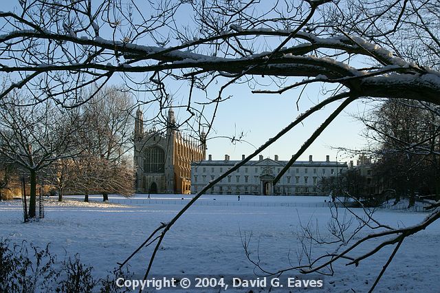 King's College through the trees  Snowy Cambridge, January 2004 