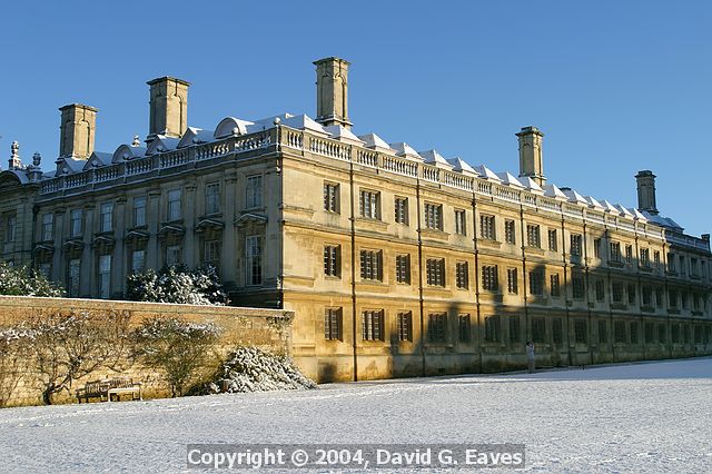 Clare College Viewed from King's - Snowy Cambridge, January 2004 