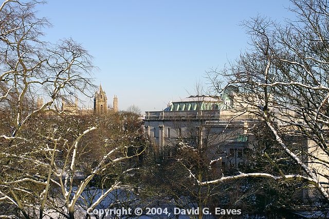 Looking across the city  Snowy Cambridge, January 2004 