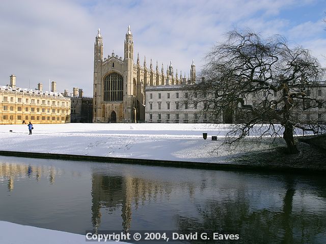 King's College Chapel Looking across the river - Snowy Cambridge, January 2004 