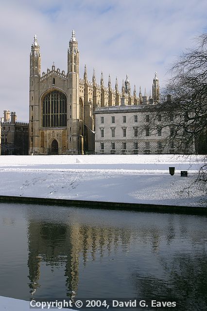 King's College Chapel Looking across the river - Snowy Cambridge, January 2004 