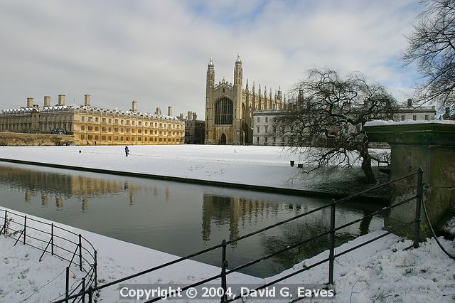 King's College Chapel Looking across the river - Snowy Cambridge, January 2004 